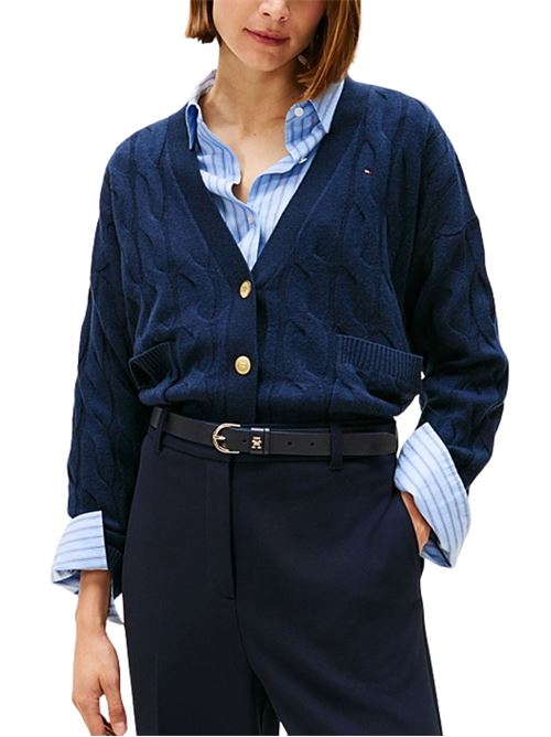 Cardigan in lana a trecce Tommy Hilfiger | WW0WW43089C1G